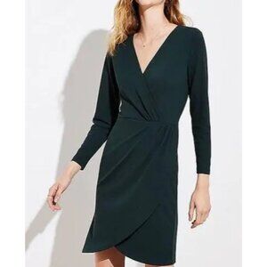 Loft Green Wrap Long Sleeve Mini Dress Size 10